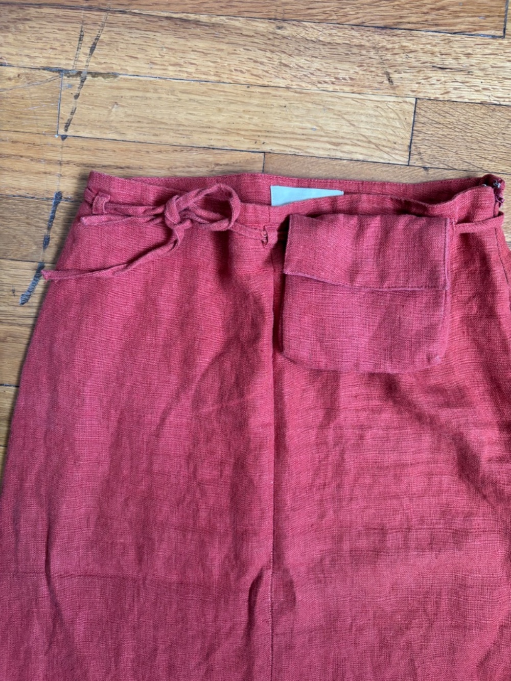 Paloma Wool Linen Midi Skirt | Burnt Orange | XS 36 | Pocket Belt - Picture 8 of 12